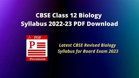 Revised Cbse Class 12 Biology Syllabus 2022 23 Pdf Download Cbse