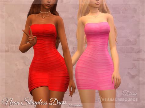Neon Strapless Dress The Sims 4 Catalog