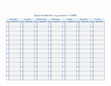 Excel Weekly Calendar Template Latter Example Template