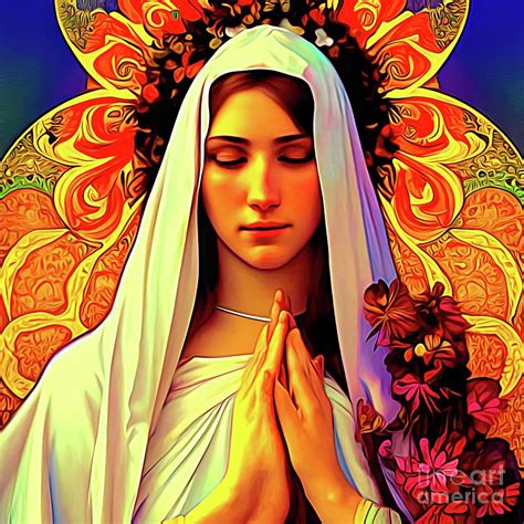 Ai Art Beautiful Blessed Virgin Mary With Flowers In Psychedelic Colors Abstract Expressioinism