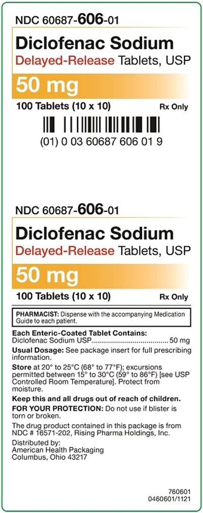 Ndc 60687 606 Diclofenac Sodium Images Packaging Labeling And Appearance