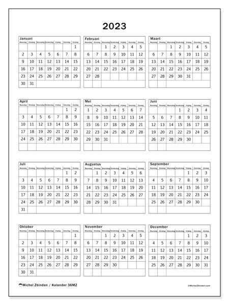 Kalender 2023 Om Af Te Drukken “33mz” Michel Zbinden Nl