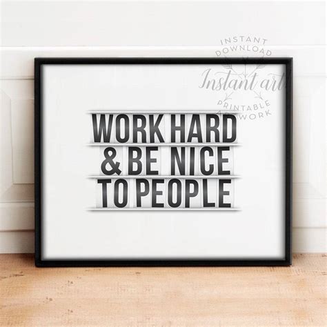 Work Hard And Be Niceinspirational Quoteoffice Wall Artmotivational Wall Decorclassroom