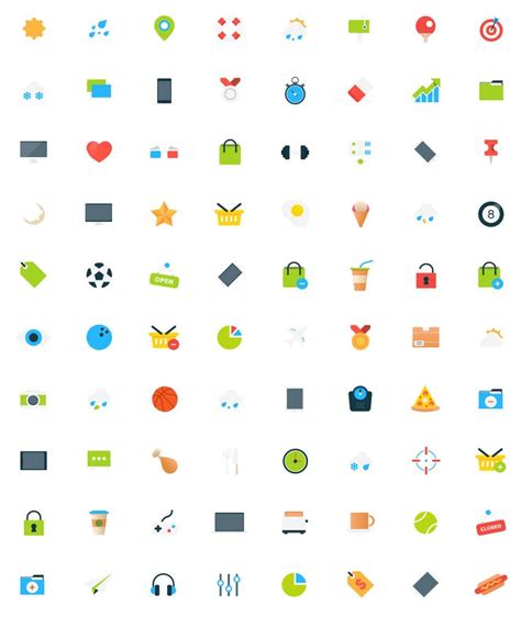 A Large Collection Of Colorful Flat Icons On A White Background All In