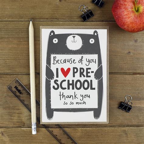 Thank You Pre School Teacher Card By Tandem Green