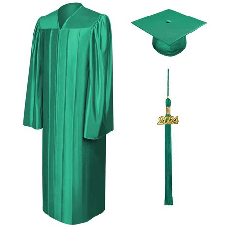 Shiny Emerald Green Bachelors Cap And Gown College And University