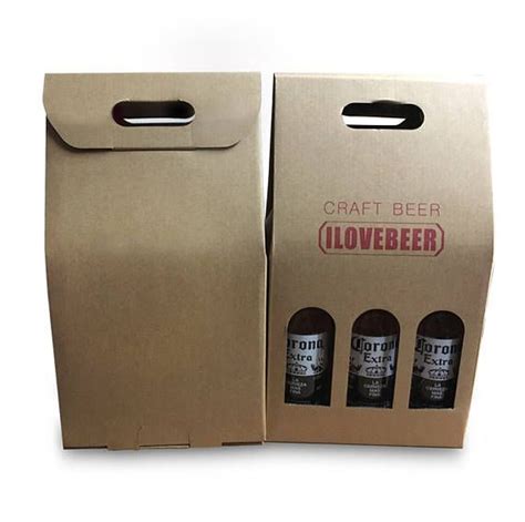 5 Pcs 6 Pack Craft Beer Bottles Carrier Kraft Corrugated Packaging