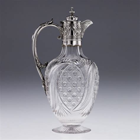 Antique 19thc Victorian Solid Silver And Cut Glass Claret Jug London C