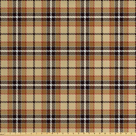Brown Plaid Fabric By The Yard Squares With Stripes Cutting Bold