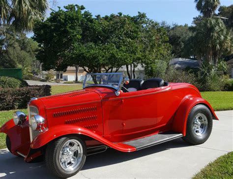 1932 Ford Roadster 3 Deuce 327 V8 400hp Red Black Convertible Top For