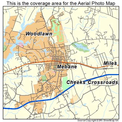 aerial photography map of mebane nc north carolina