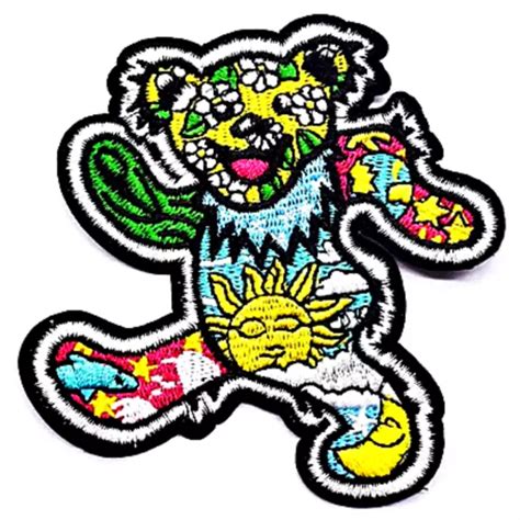 Grateful Dead Dancing Bear Patch Logo Sew Iron On Sew On Embroidery