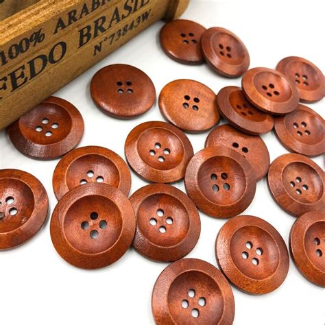 10 Pcs Coffee 4 Holes Round Wood Sewing Buttons 30mm Wb222 In Buttons