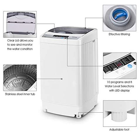 Giantex Full Automatic Washing Machine Portable Compact 134 Cuft