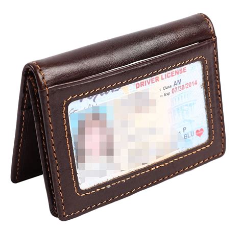 rfid mens slim front pocket wallet genuine leather bifold id credit card holder coffee