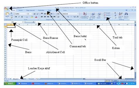Memindahkan satu sel ke kanan dalam lembar kerja. Tugas Akhir TIK SMPN 15 Bandung: Materi TIK Kelas 8 - Operasi Awal Microsoft Excel 2007