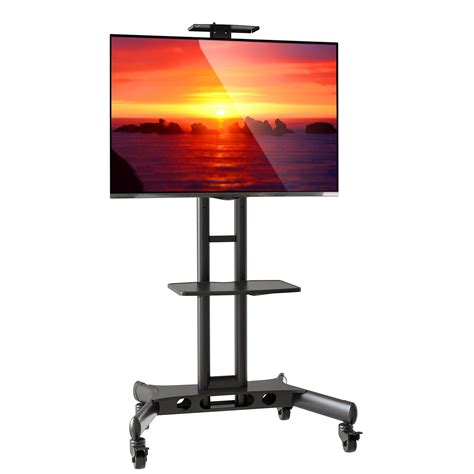 mount factory rolling tv cart mobile tv stand for 40 65 inch flat screen led lcd oled plasma