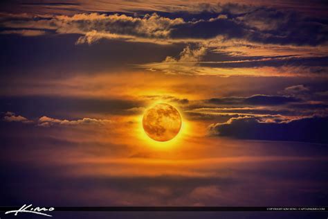 Full Moon Rise Lake Worth Lagoon Florida Royal Stock Photo