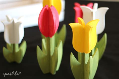 Springtime Painted Wooden Tulips Sparkle Living Blog