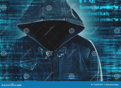 Cybersecurity Computer Hacker With Hoodie Stock Image Image Of