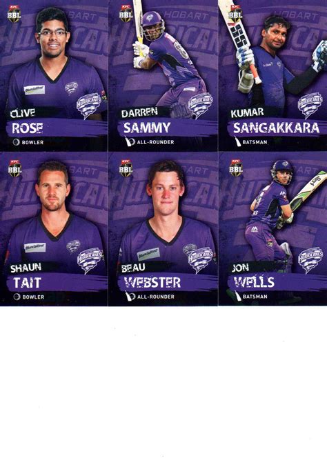 201516 Ca And Bbl Cricket 15 Card Team Set Hobart Hurricanes Diggaz