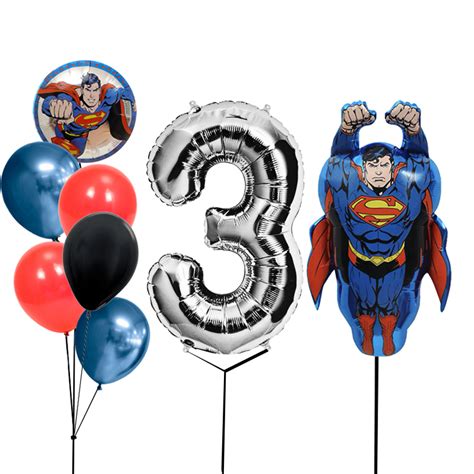 Superman Number Balloon Bunch Partylicious