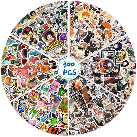 300pcs Anime Mixed Stickers For Water Bottles Vinyl