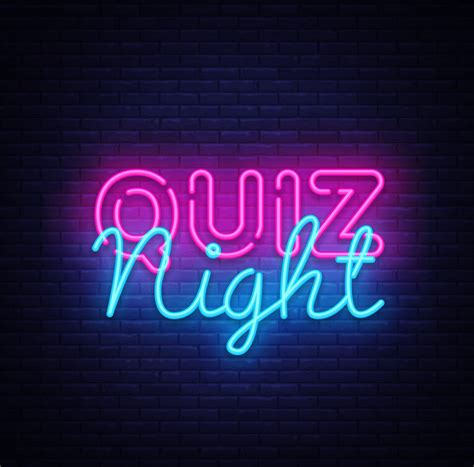 Quiz Night Announcement Poster Vector Design Template Quiz Night Neon