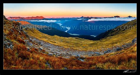 Haast River Valley Sunset From The Thomas Range Crow Creek Mount