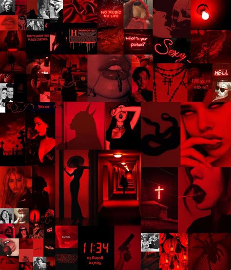 79 Pc Red Aesthetic Wall Collage Goth Decor Dark Aesthetic Grunge