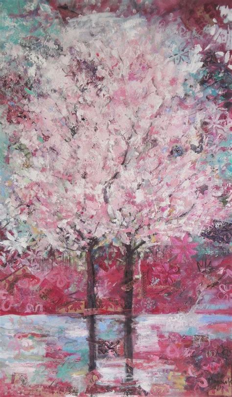 Painting Original Oil Painting On Canvas Pink Blossom Trees 100 X 60