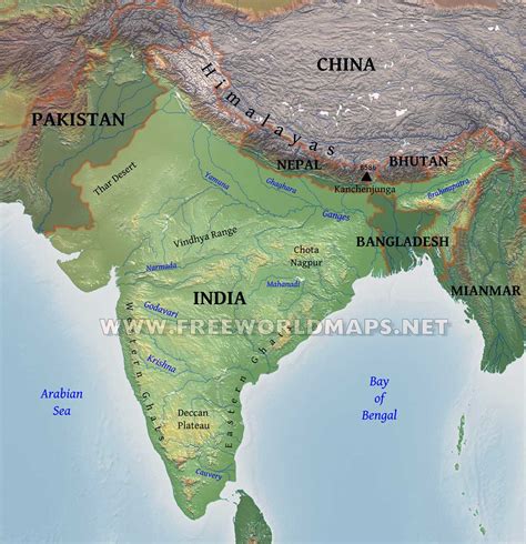 Physical Map Of India United States Map