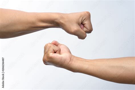 Male Clenched Fist Represents The Strength Or Acting In The Fighting Pose Isolated On White