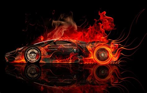 Wallpaper Concept Auto Black Smoke Fire Machine