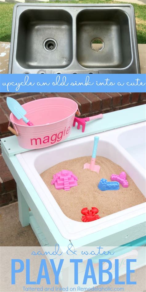 Remodelaholic Build A Kids Sand And Water Table From An Old Sink