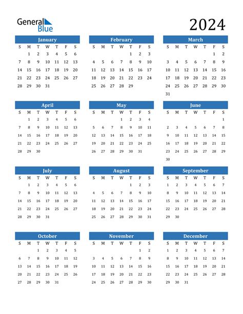 Free Printable 2024 Monthly Calendar
