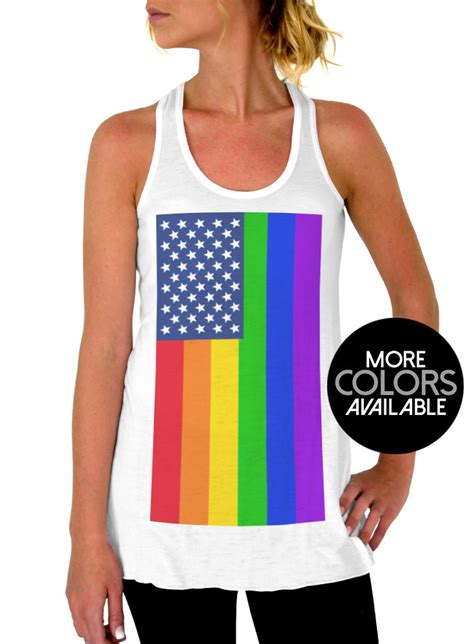 American Flag Gay Pride Flowy Tank Top Womens Clothing Etsy