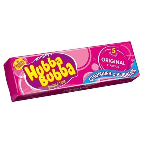 wrigley s hubba bubba bubble gum original flavour 5 chunks 35g