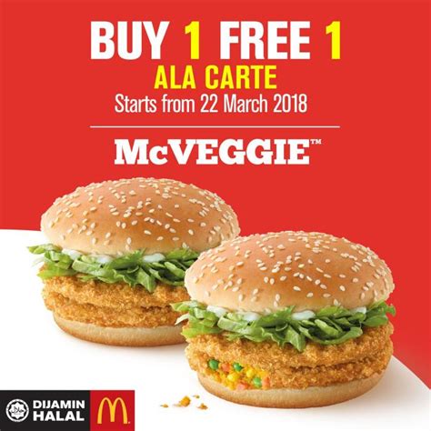 This menu is updated @ july 2018 and the menu price is the new pricing without the gst. McDonald's Malaysia Buy 1 FREE 1 McVeggie starts from 22 ...