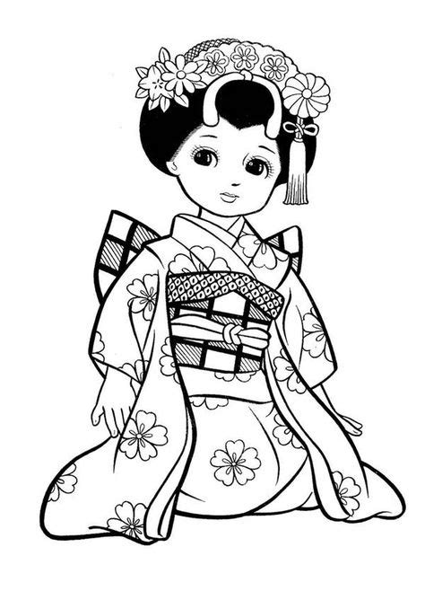 Japanese Girl Geisha Coloring Page Adult Coloring Books Coloring