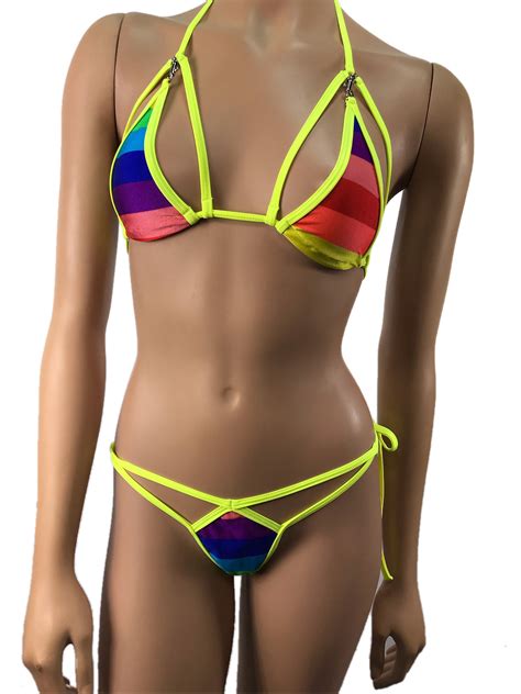 Tangaland Micro Bikini String Thong Rainbow Etsy Hot Sex Picture