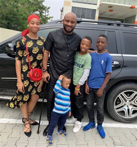 married at 22 nollywood star actor yul edochie poses with his daughter and 3 sons awesome