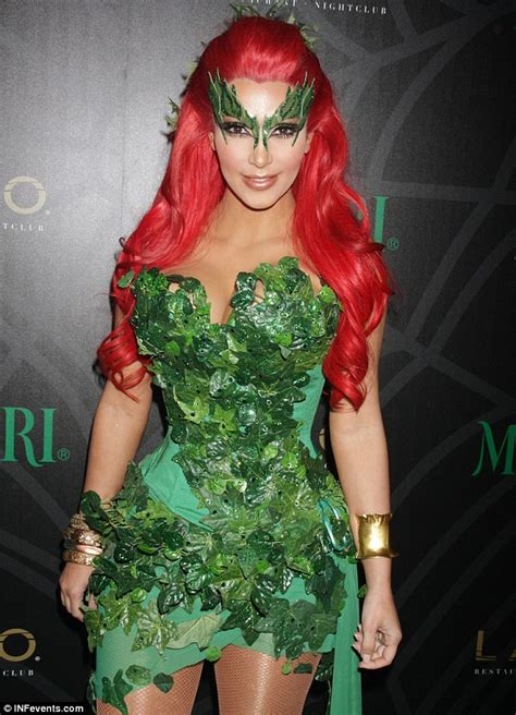 Kim Kardashian In Sexy Poison Ivy Halloween Costume Minus Kris