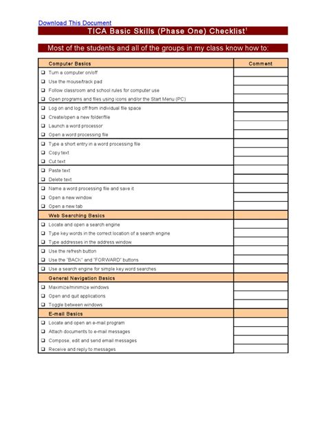 Tica Basic Skills Checklist Phase 1 By Rob Residori Issuu