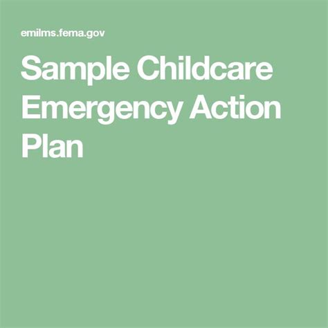 Sample Childcare Emergency Action Plan Emergency Plan Emergency