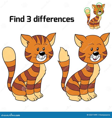 Find 3 Differences Cat Cartoon Vector 53271499