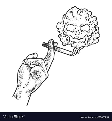 Cigarette In Hand Sketch Royalty Free Vector Image