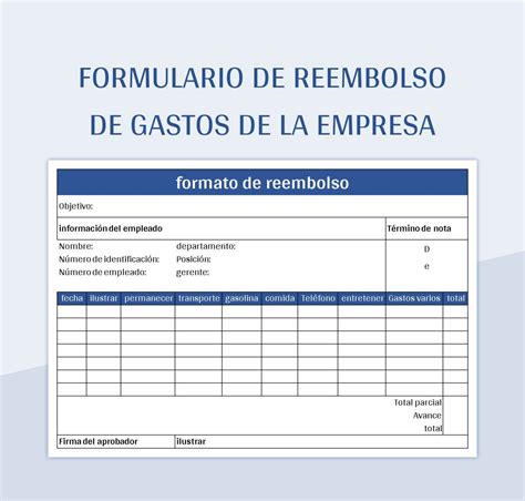 Plantilla De Formato Excel Formulario De Reembolso De Gastos De La Empresa Y Hoja De Cálculo De