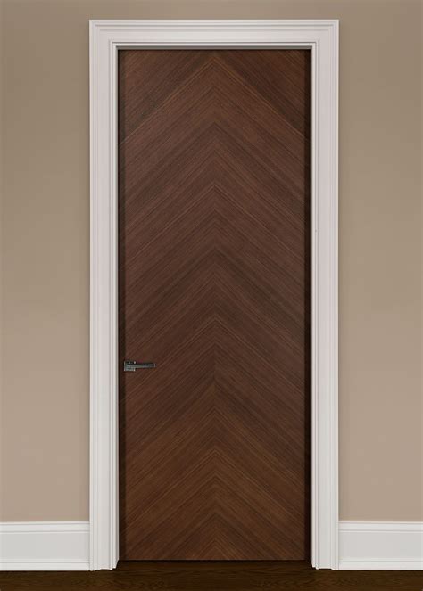 Modern Interior Door Custom Single Wood Veneer Solid Core With Dark