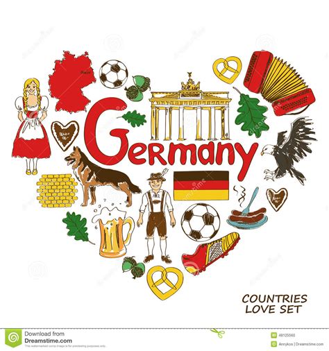 German Symbols In Heart Shape Concept Stock Vector Illustration Of